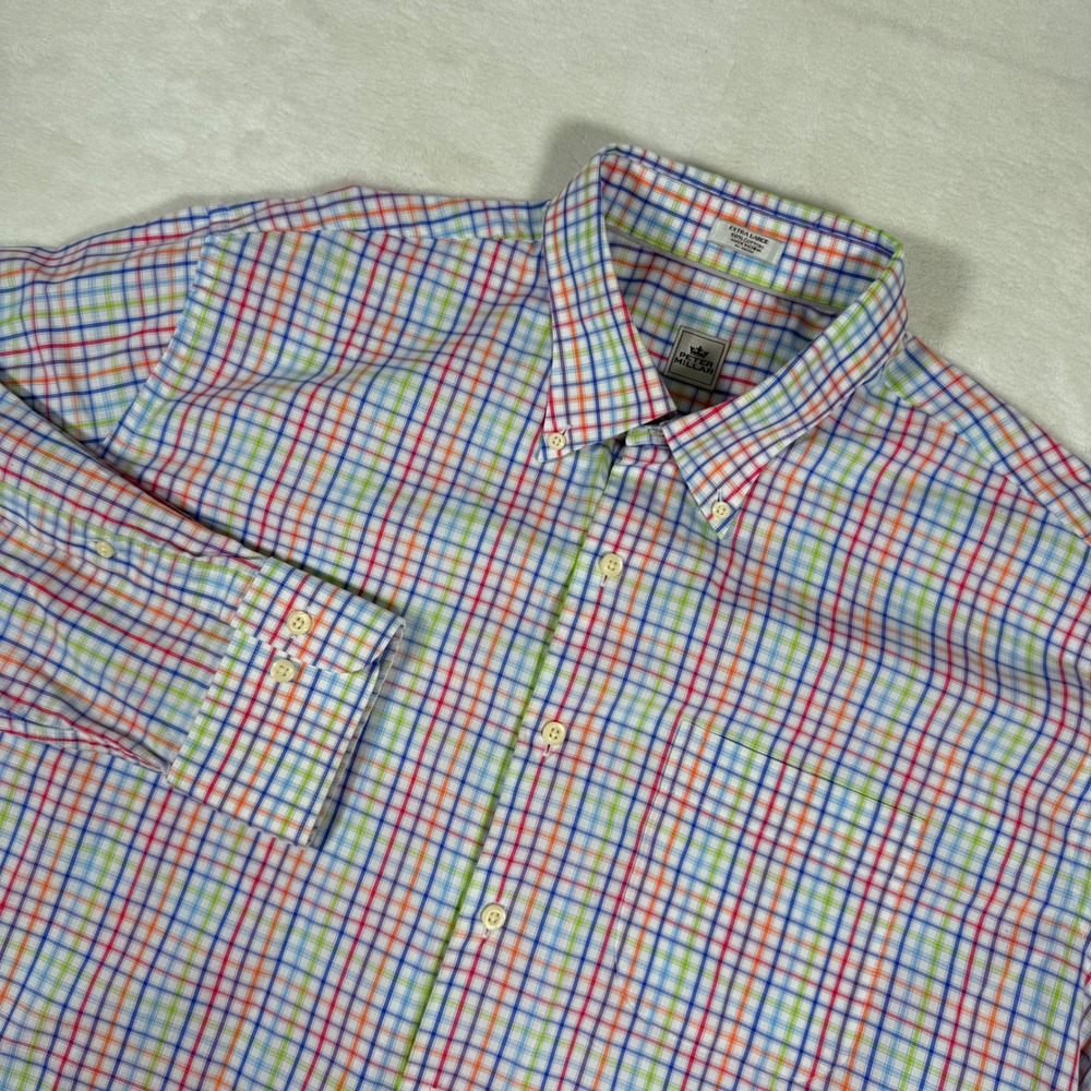 Peter Millar Mens Extra Large Plaid Button Down Casual Shirt